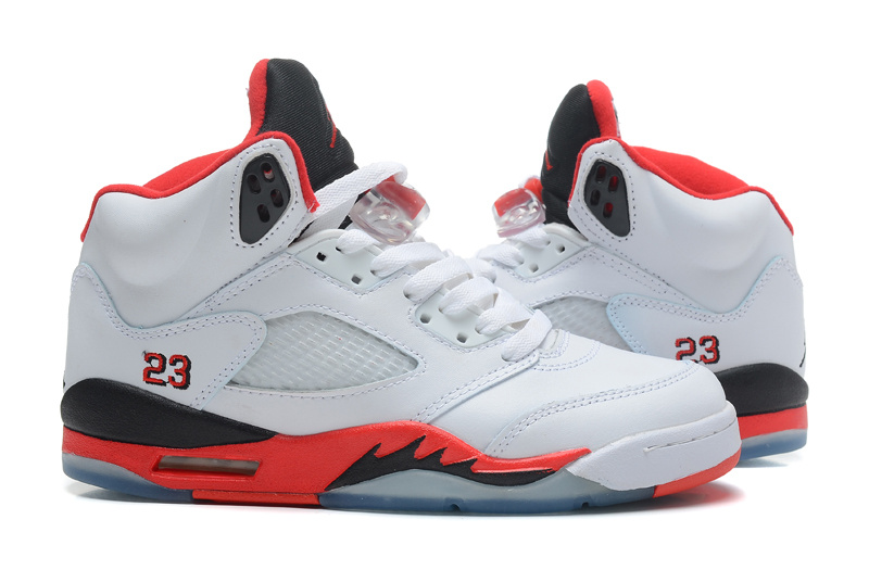 Air Jordan 5 Women Shoes White/Red Online